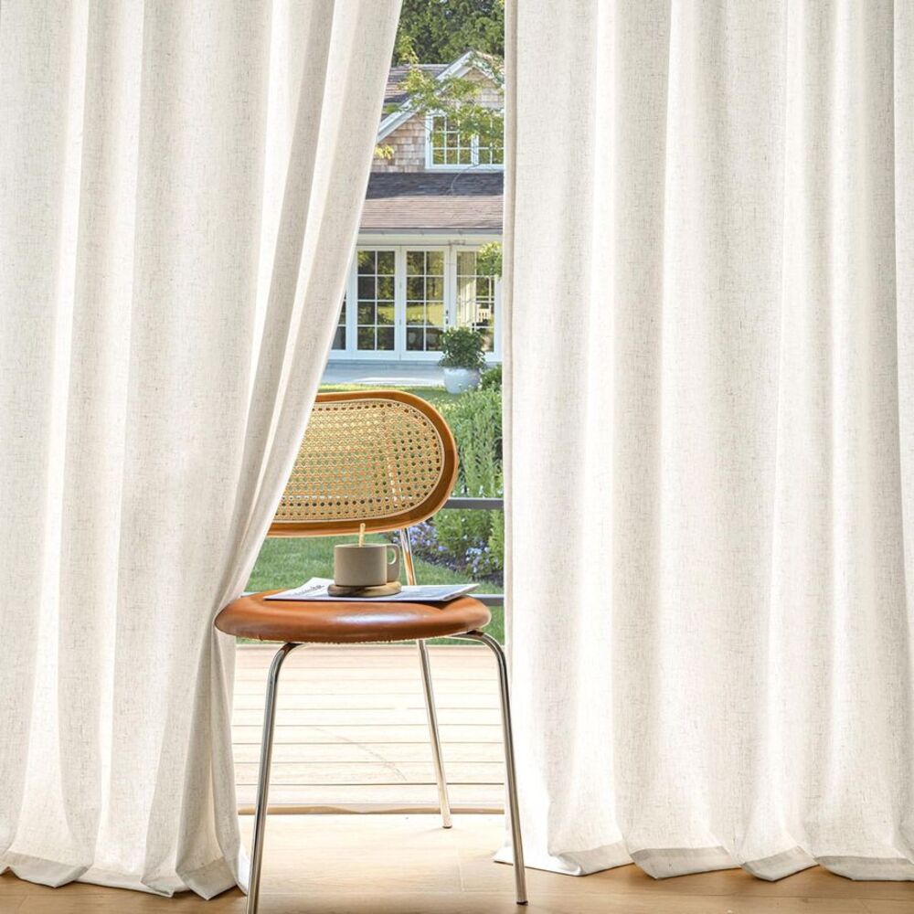 Natural White Non-See-Through Privacy Linen Look Curtains 2 Panels 52" x 90"